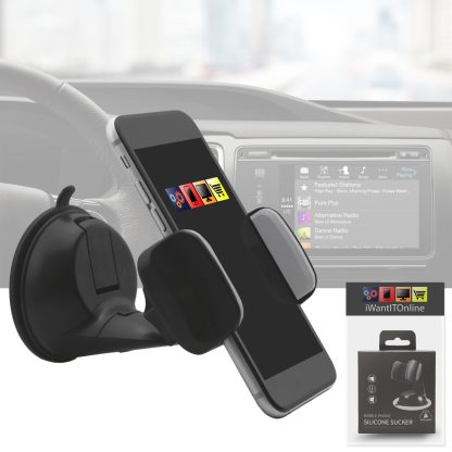 Sticky Gel Suction Pad Adjustable Grip Mobile Phone Holder Mount - BLACK