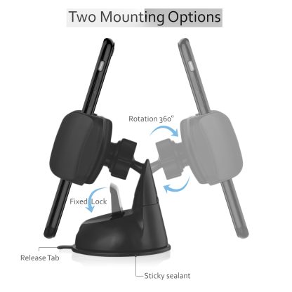 Sticky Gel Suction Pad Adjustable Grip Mobile Phone Holder Mount - BLACK - Image 3