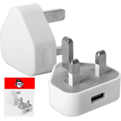 Mains 3-Pin UK Plug USB 1AMP & Apple 30 Pin USB Charger - iPhone 3G/3GS/4/4s, iPad 1/2/3, iPod Touch 1/2/3/4, iPod 5th Gen, iPod Classic, iPod Nano 1/2/3/4/5/6 - WHITE - Image 3