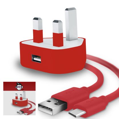 3 Pin UK USB Mains Charger Adapter 1000 mAh/1 AMP with USB 2.0 USB C/Type C Sync and Charge Cable 1 Meter - Image 7
