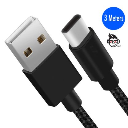 USB Type C Cable [1Pack 3M] USB C Cable Extra Long Durable Nylon Braided Charging USB Type C Data Sync Cord Compatible for?LG G5  - BLACK - Image 2