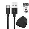 3 Pin UK USB Mains Wall Charger & [1Pack 3M] MicroUSB Cable Extra Long Durable Nylon Braided Charging Micro USB Data Sync Cord for LG K3  - BLACK