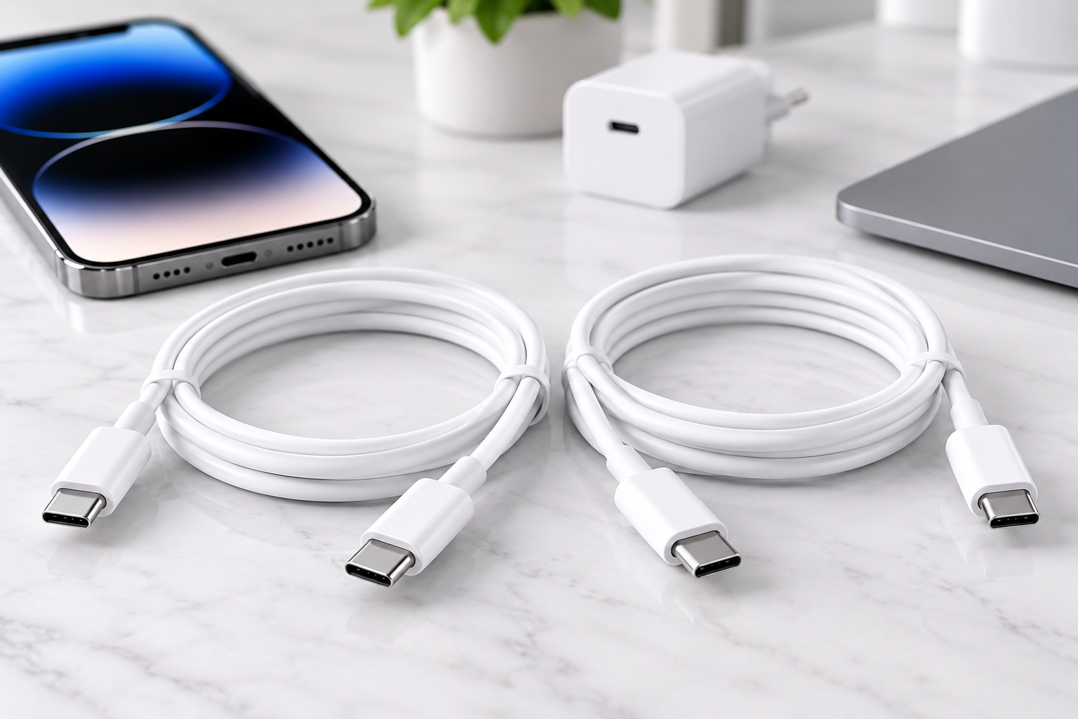 iWIO USB C to USB C Cable 1m, 2 Pack, 60W Fast Charging Cable, USB Type C Charger Cable, 480Mbps Data Transfer, Compatible with iPhone 15/16/17/18/DUO, Samsung Galaxy, iPad, MacBook & More - Image 2
